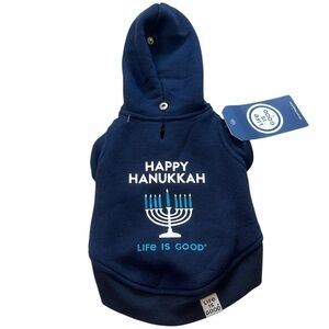 Life is Good Hanukkah Dog Hoodie Size XS NWT Blue Jewish Gift